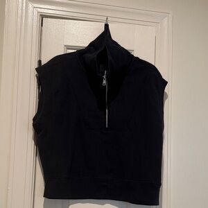 Abercrombie & Fitch Black Sleeveless Half-Zip Mock Neck Sweatshirt